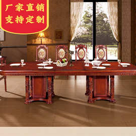厂家批发欧式实木长餐桌 可长度10-20人超豪华西餐厅拉伸桌子