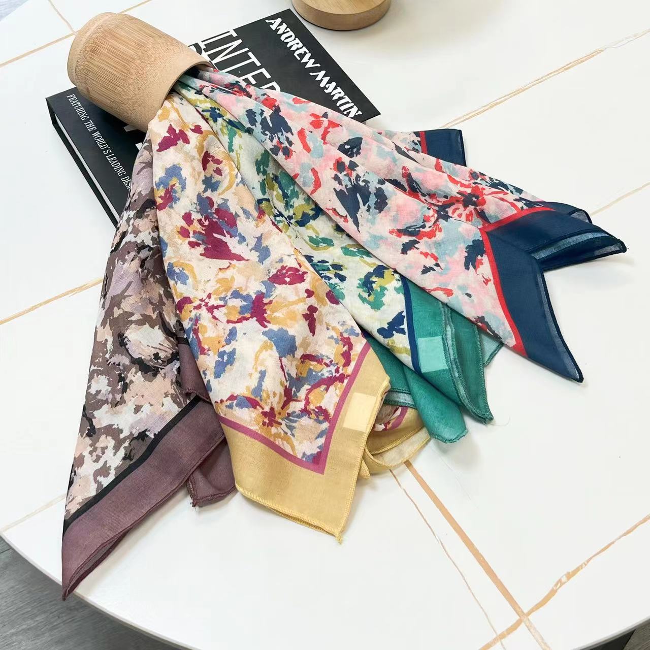 60g Weight Kerchief Classification Daily Occasion cotton and linen Material Flower Pattern Summer Season Women's Gender IG Style Style Women's IG Style Flower Cotton And Linen Kerchief 63