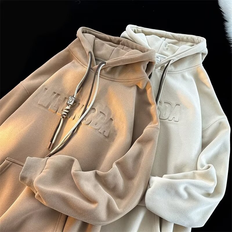 Sweat à capuche d'hiver pour homme avec polaire épaisse 500G Steel Print pour l'automne et l'hiver, veste à capuche Vibe High Street_voghion.com