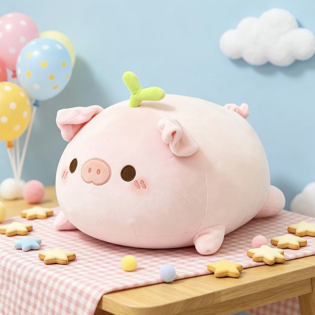 Cross-Border Small Flower and Grass Pig Plush Toy Children's Comfort Pillow Balloon Pig Doll Gift for Girls