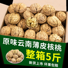 云南核桃薄皮2025新货纸皮核桃孕妈薄壳黑桃专用坚果5斤新鲜