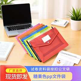 跨境A4立体文件袋大容量学生办公试卷收纳公文包斜纹按扣袋透明袋