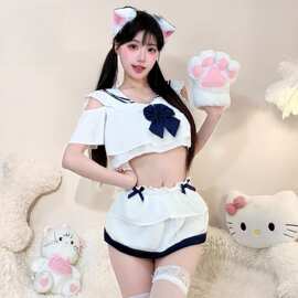 西西大码情趣内衣女性感清纯JK制服软妹裙百褶死库水免脱激情套装