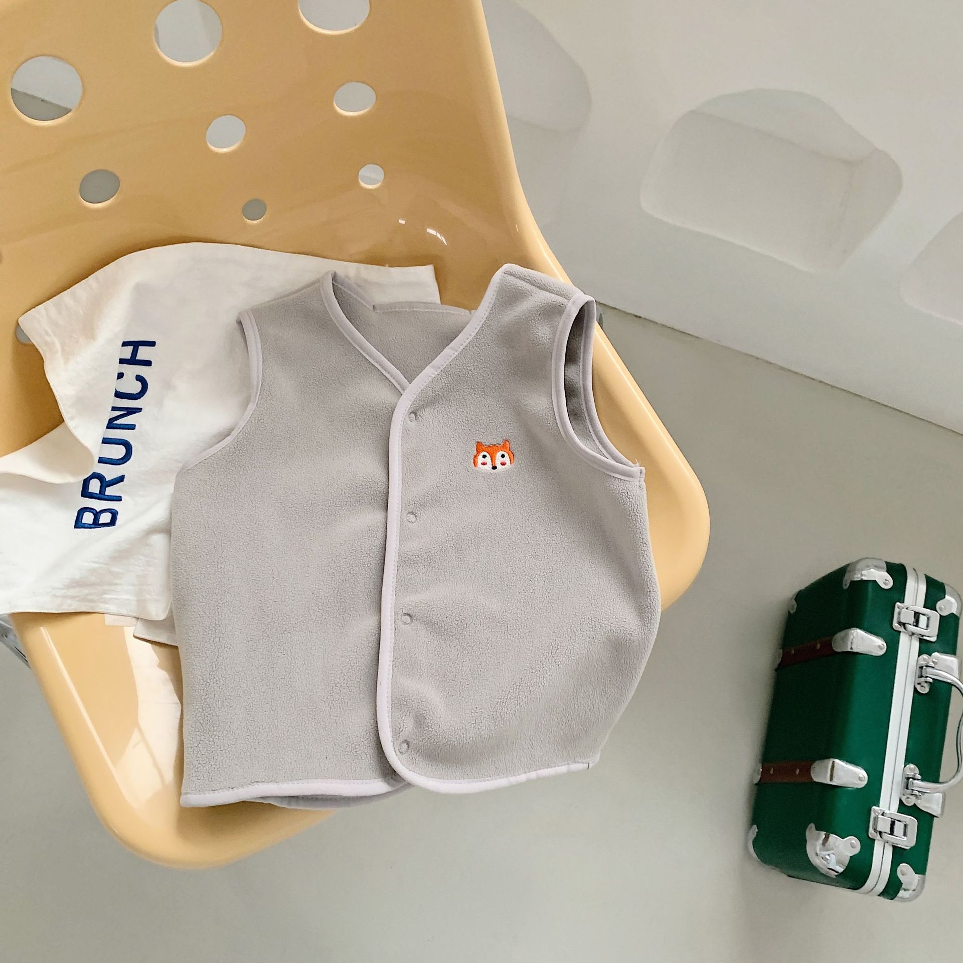 Junchun chaleco de bebé de estilo japonés primavera y otoño chaleco escolar de bebé para niños y niñas invierno polar chaleco de algodón para niños