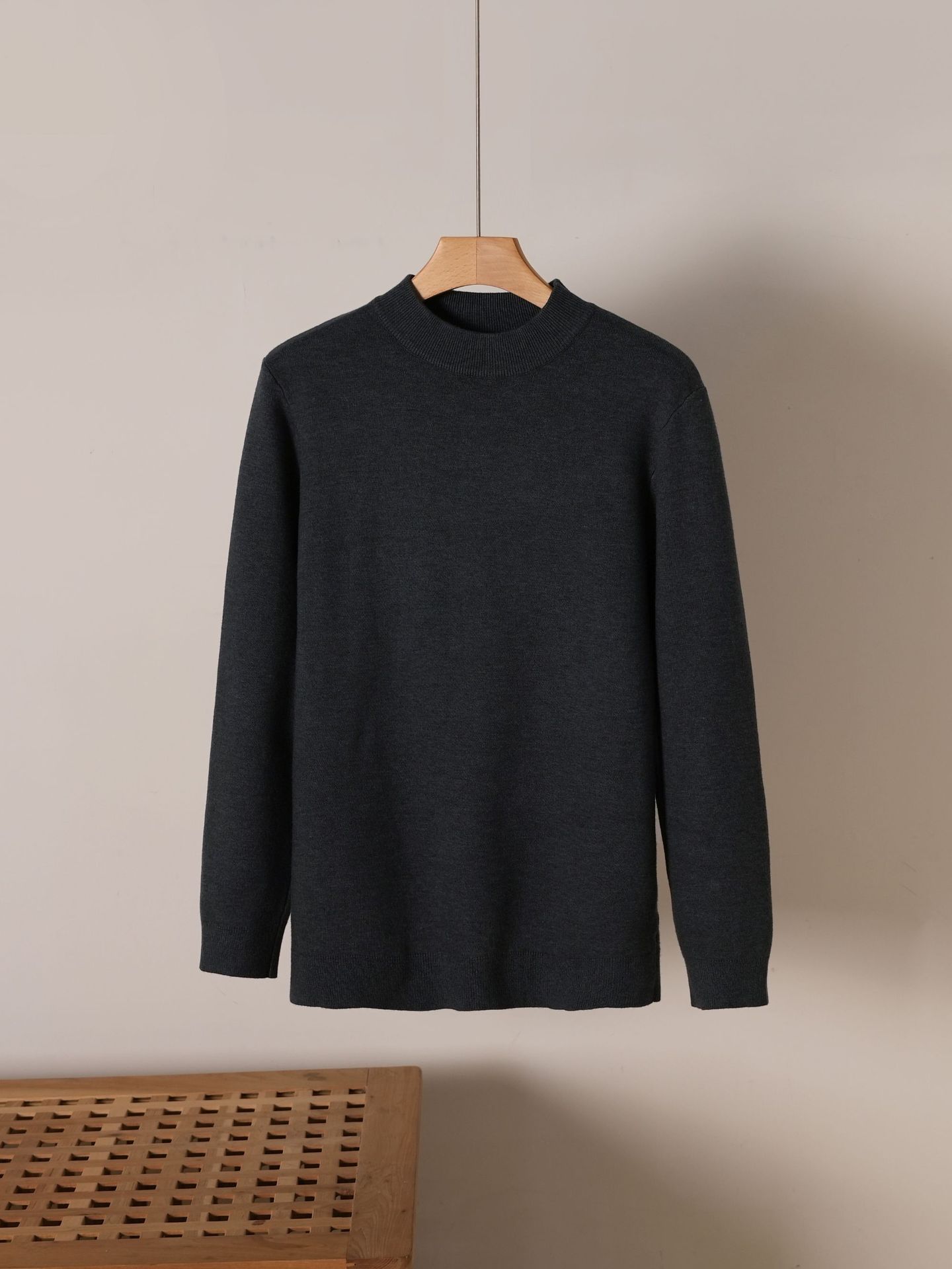 Hombres un suéter de cuello medio alto de vello camisa de punto 2025 otoño y invierno nuevo estilo de vello de cuello medio chaqueta de moda de hombre