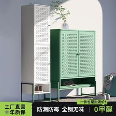 2025新款钢制鞋柜家用门口多层鞋架铁艺大容量金属铁皮对开门鞋柜
