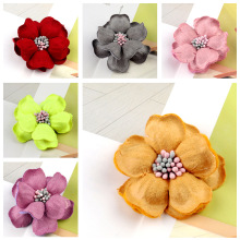 DIY韩版胸针材料配饰 双层手工定型花 带花芯花朵发饰配件