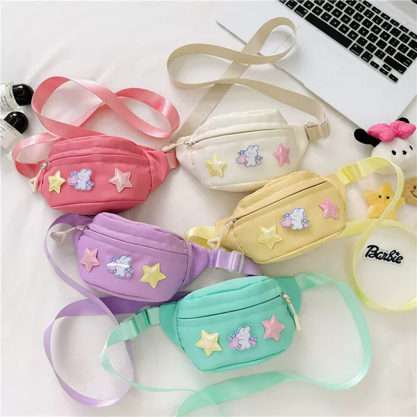 Cartoon Cute Children's Bag Five-Pointed Star Candy Color Boys and Girls Bag Chest Bag 2025 Spring Outing Baby Shoulder Bag