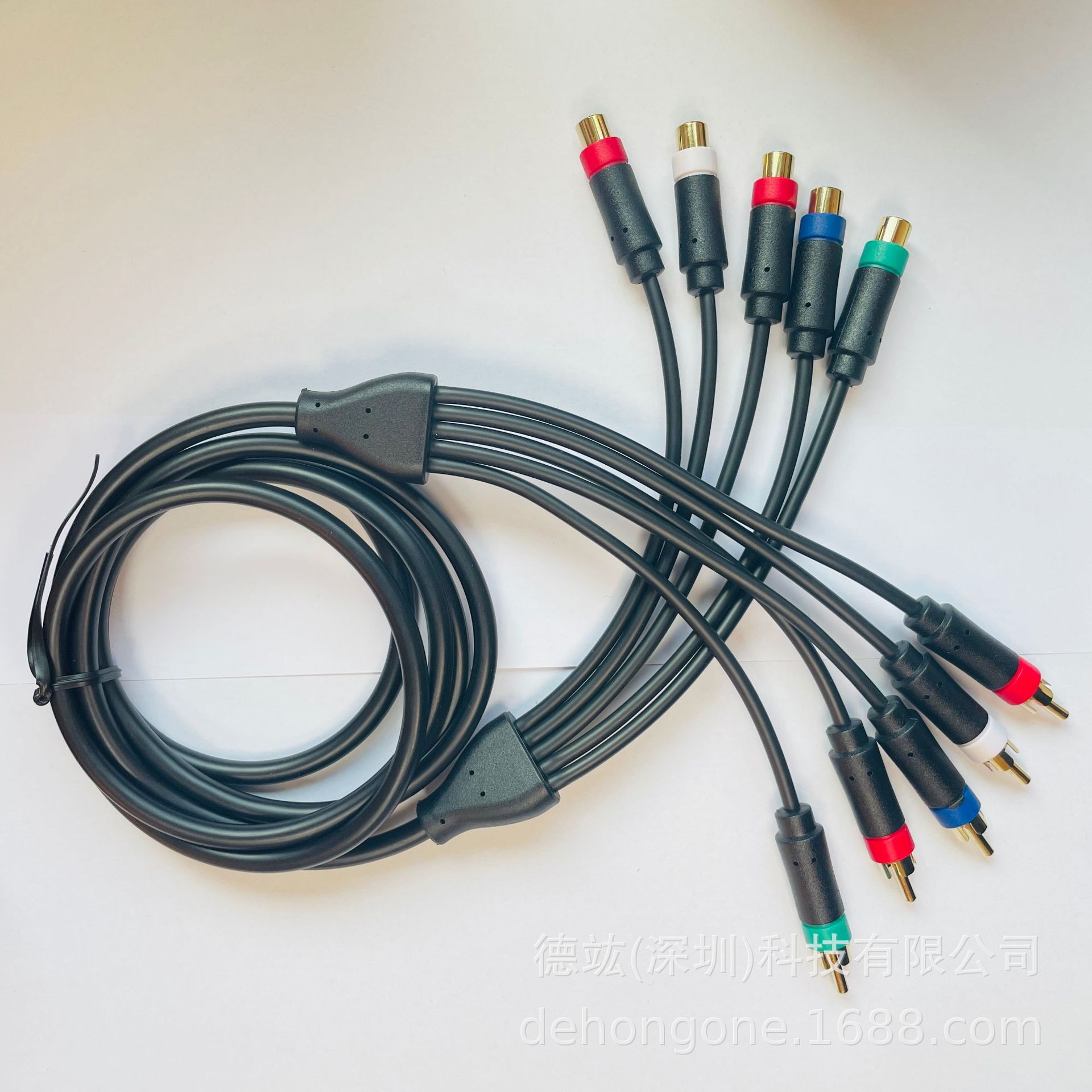 RCA公转RCA母延长线 音视频线5RCA TO 5RCR 高清分量线延长线镀镍