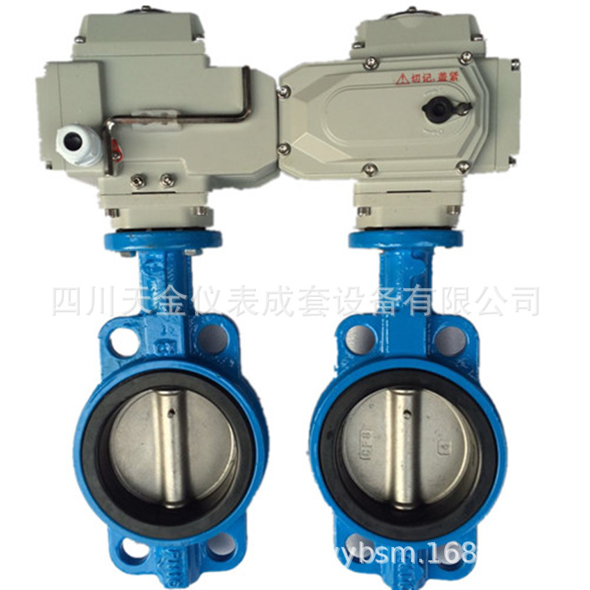 304不锈钢板四氟衬里软密封电动对夹蝶阀D971X-10/16水阀DN50 65