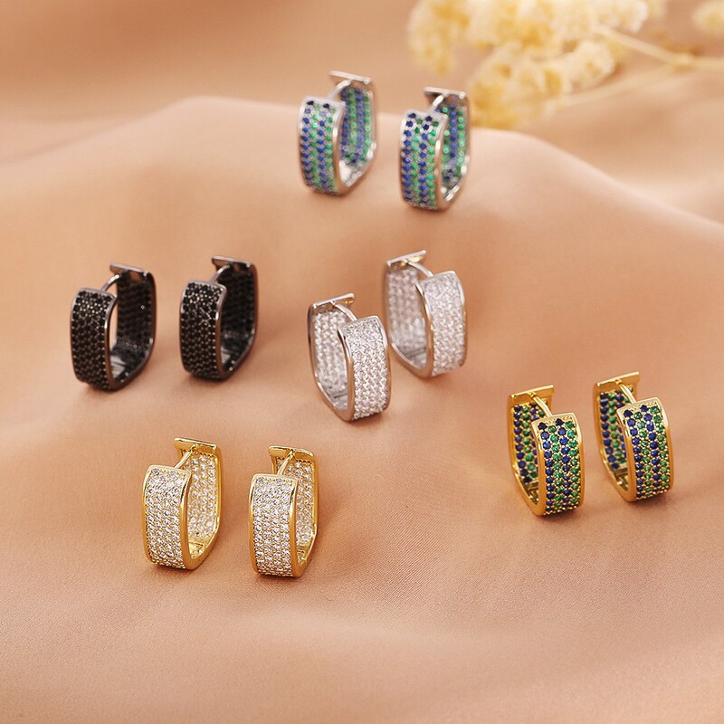 European and American High-End Light Luxury Micro-Paved Zircon Earrings, Environmentally Friendly Fashionable Earrings, Women's Cross-Border Hot-Selling Products