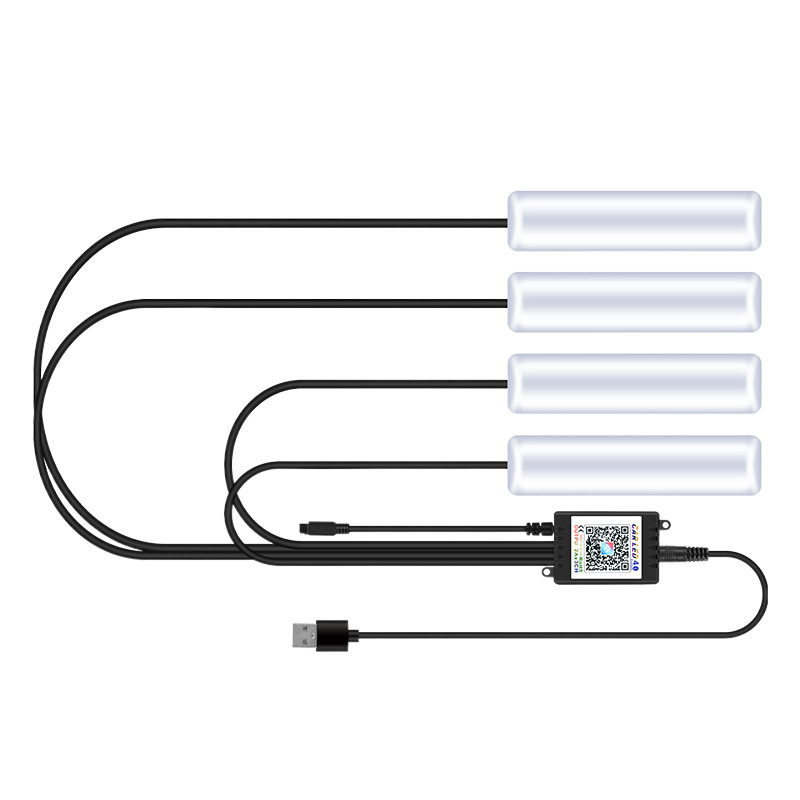 Luz de ambiente del automóvil, modificación gratuita en el automóvil, luz de ambiente LED de ocho colores, luz de pie usb del automóvil, luz de ritmo de música interior
