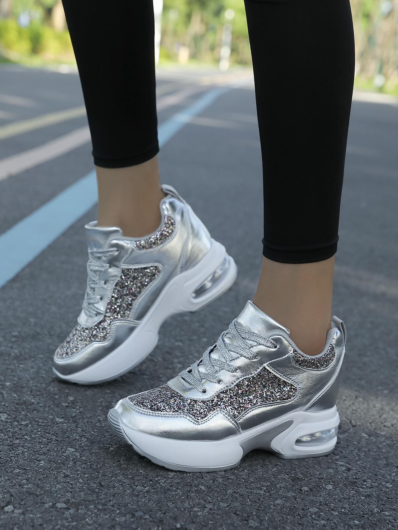 Damen Herbstmode All-in-One-Erhöhung Damenschuhe dicke Sohle Freizeitsportschuhe_voghion.com