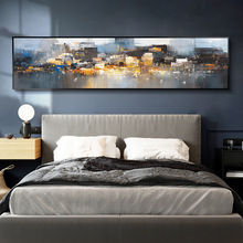 半手繪抽象城市色彩油畫風景裝飾畫沙發背景客廳掛畫床頭畫定 制