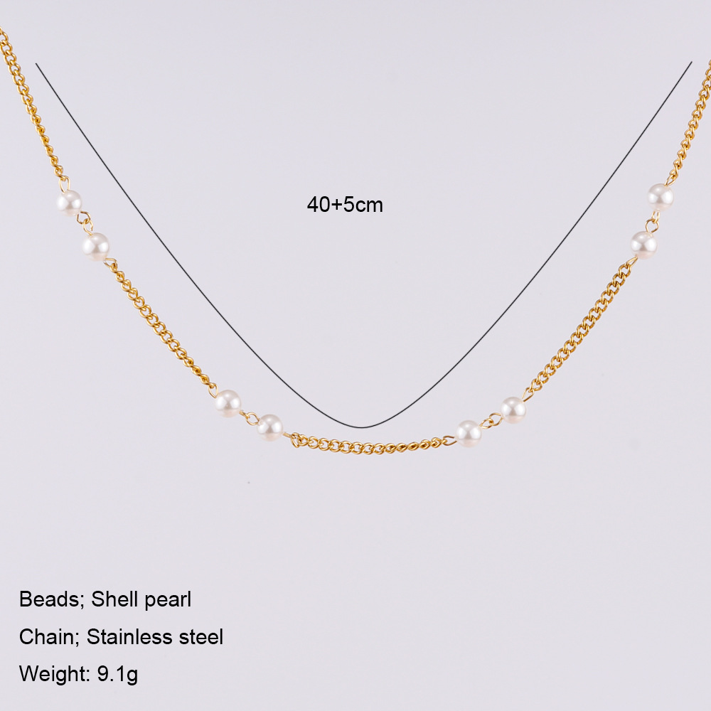 Simple Style Geometric Stainless Steel Plating Artificial Pearls Necklace 1 Piece