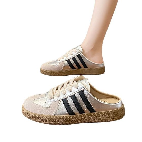 Foreign trade wholesale training shoes explosions 2025 half slippers women summer wear small white shoes thick sole a slip-on lazy shoes women