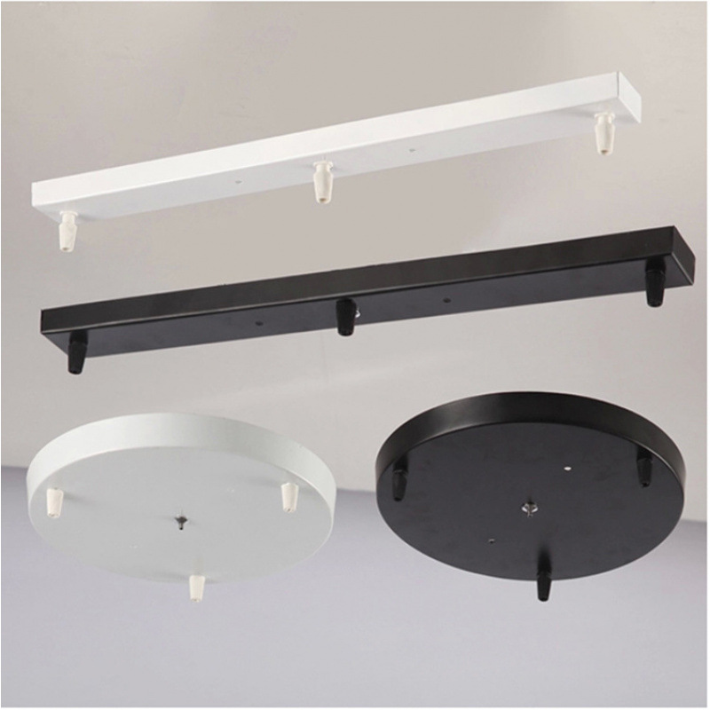 Accesorios de lámparas de techo, lámparas redondas, una tira larga, monocabeza, blanco y negro, tres agujeros porosos, chasis de lámpara de hierro forjado image 1
