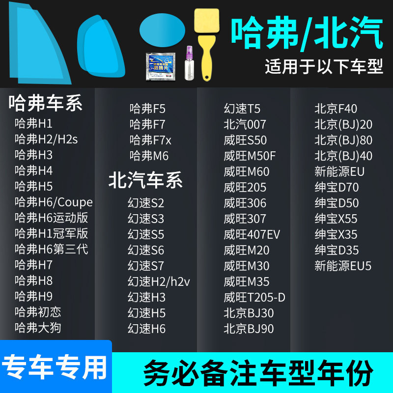 Waterproof Stickers, Qìchē Rearview mirror rainproof sticker - havalbaic-all-series-full-set-of-5-pieces-note-car-model-year
