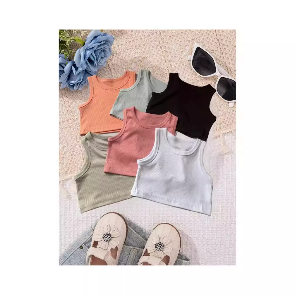 童装夏季工字儿童背心时尚可爱女童吊带内搭粉色上衣潮婴幼童百搭