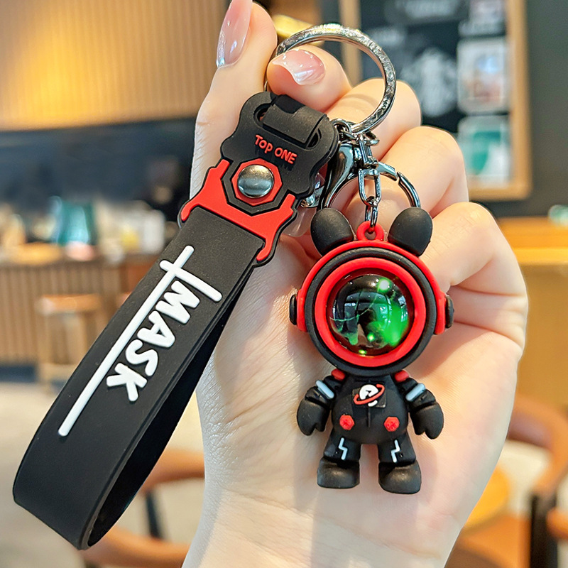 Nuevo astronauta cielo estrellado conejo llavero pvc llavero de goma suave bolsa de pareja colgante de muñeca tridimensional al por mayor