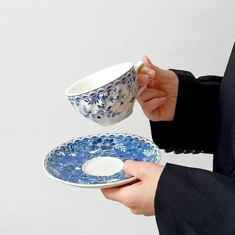 Blue and White Porcelain Coffee Cup Exported to the Uk Blue and White Series Coffee Cup Coffee Pot Cereal Bowl British Style Cup Latte