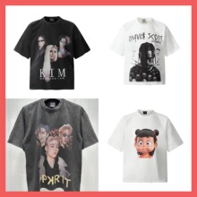 2025 米奇米老鼠卡通 VINTAGE 人像明星同款男女情侣潮牌洗水印花