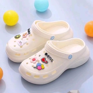 New Summer Beach Cave Shoes Women's Thick Sole Non-slip EVA Soft Sole High Heel Home Outfit Sandals and Slippers Garden Shoes