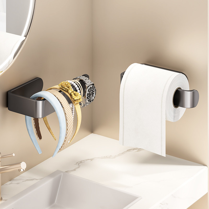 Cross-Border No-Drill Paper Towel Holder Bathroom Toilet Paper Holder Wall-Mounted Roll Paper Holder Toilet Paper Rod Bathroom Storage Rack