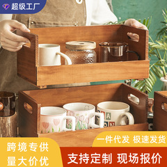 実木茶杯茶器水杯収納箱リビングのテーブルに収納棚寝室の雑物化粧品整理箱を重ねます。