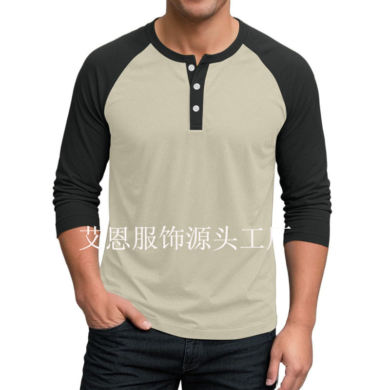 Summer Cross-Border T-Shirt European and American Hip-Hop Digital Print Men's Three-Button Three-Quarter Sleeve Shirt Top