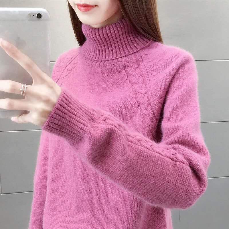 Estilo perezoso cuello alto suéter de las mujeres suelta desgaste exterior 2023 nuevo otoño y el invierno que basa la camisa engrosada top image 12