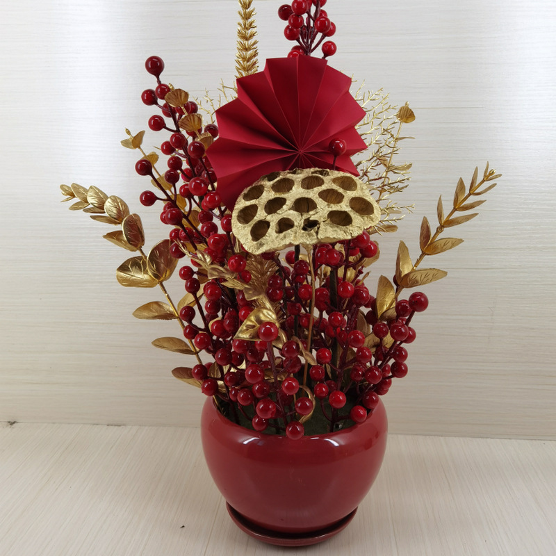 吉祥仿真花发财果盘 (2)