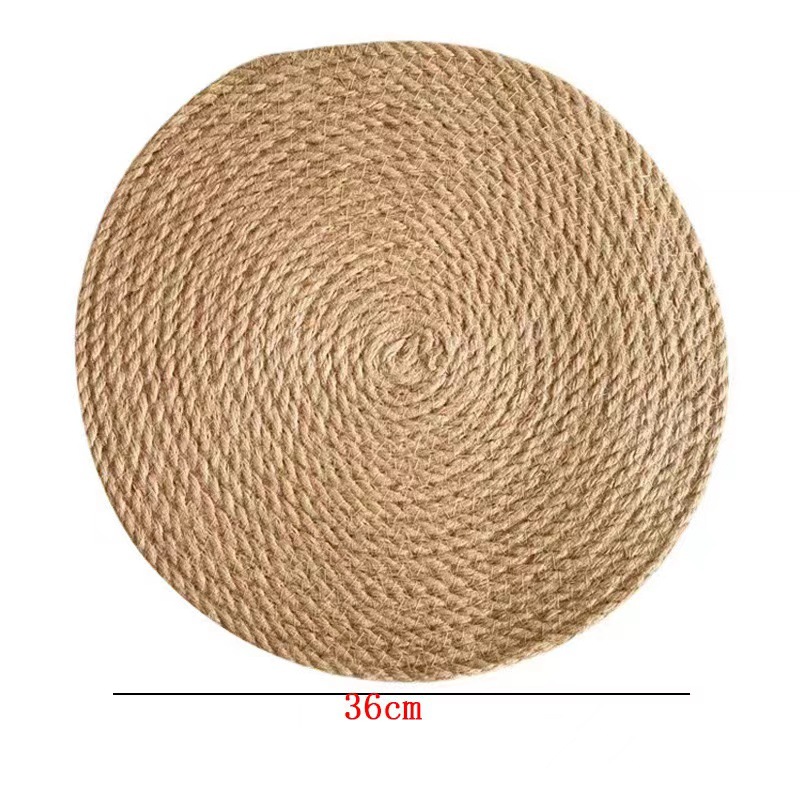 Pie Pie Pie proceso de tejido de paja estallado transfronterizo lino almohadilla de taza almohadilla de cuerda de lino almohadilla de aislamiento térmico almohadilla de yute de alta calidad