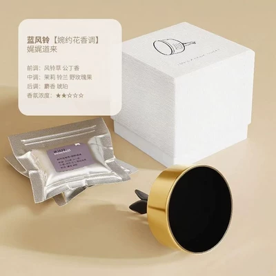 clip long-lasting fragrance solid deodorant — Car Perfume Aromatherapy - blue-wind-chime-gunmetal-incense-holder-two-incense-tablets