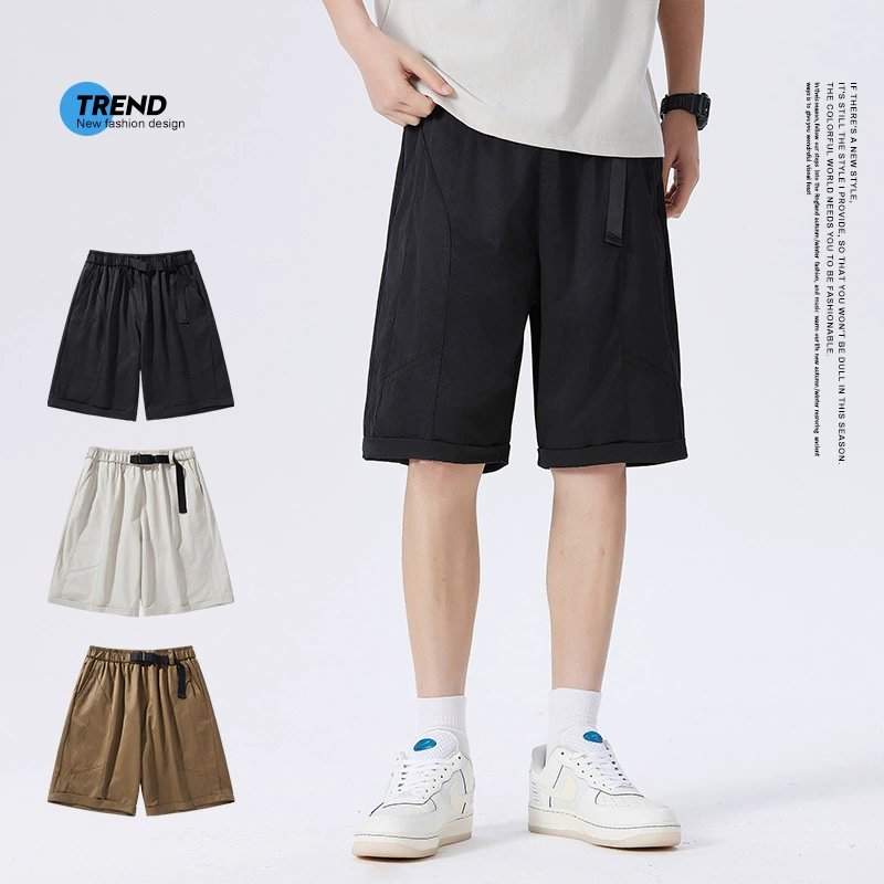 Умные антибактериальные летние новые молнии большие карманные ледяные шелковые узкие брюки тонкие мужские повседневные спортивные шорты носить на улице