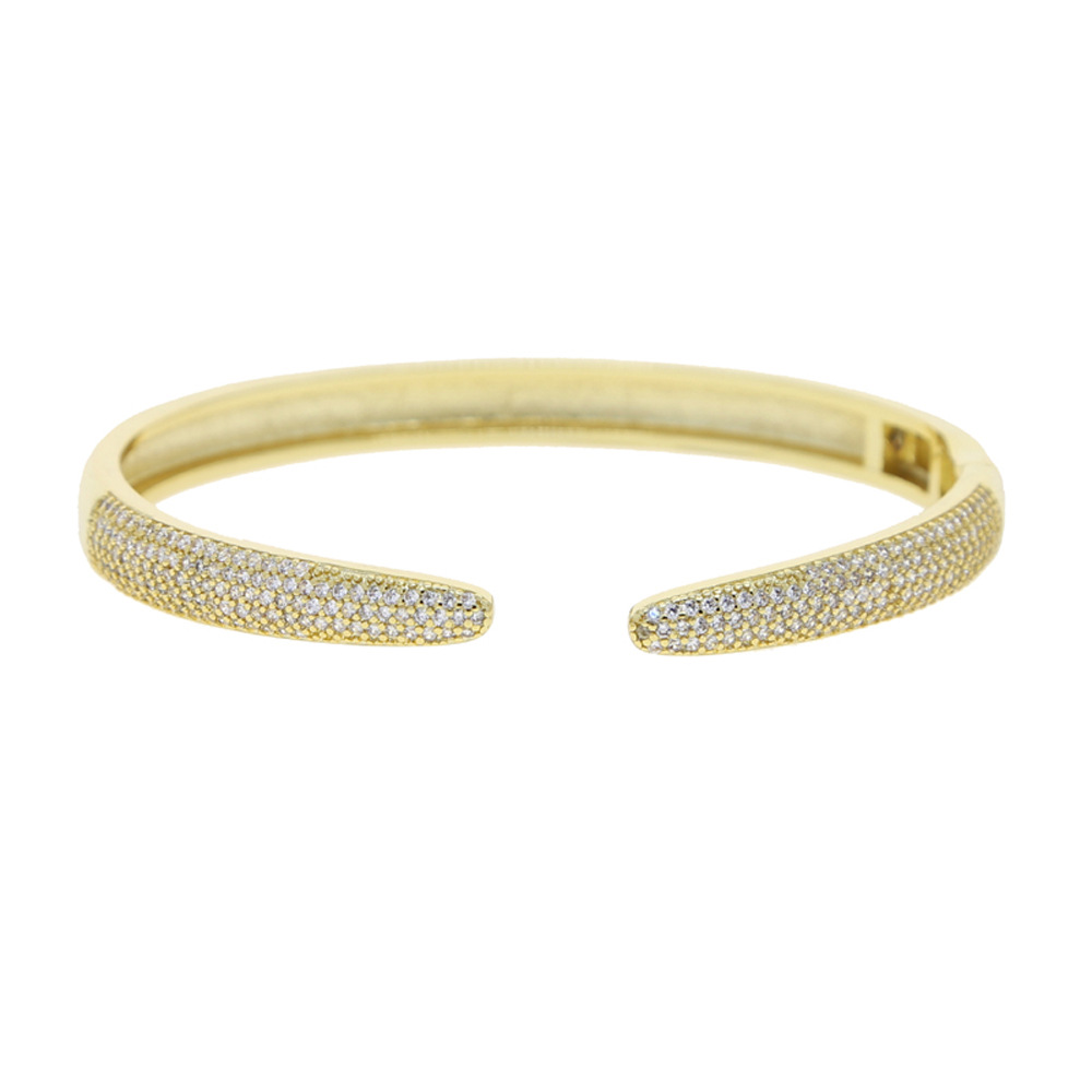Women's Fashion Minimalist Open Bangle Adjustable Full Diamond Zircon Trendy Jewelry_voghion.com