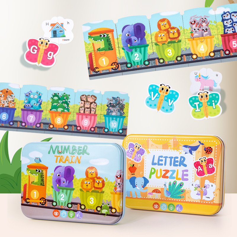 Inglés para niños pequeños 26 alfabetos y números de iluminación cognitiva ayuda de enseñanza de ortografía natural gráfica de pares de rompecabezas juguetes regalo