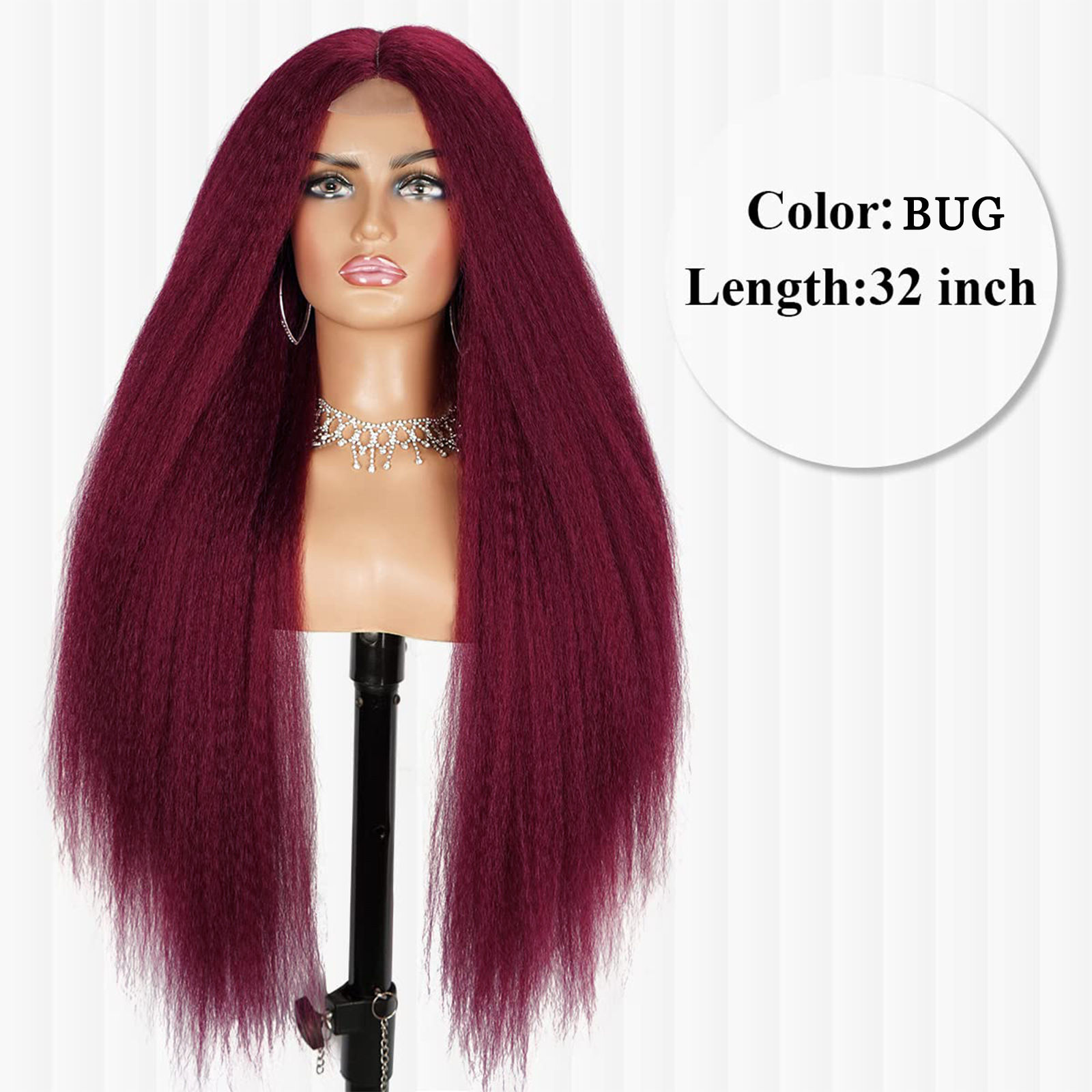 Parrucca lunga liscia in capelli sintetici con coulisse_voghion.com