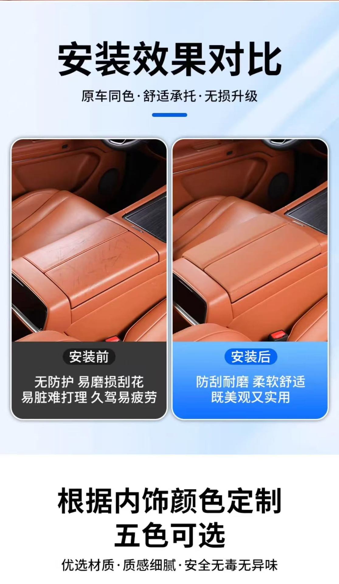 Specially Designed for Aito M7/M8/M9 Armrest Box Heightening Pad Cover, Protective Cover Pad, Original Car Color Decoration Modification Accessories