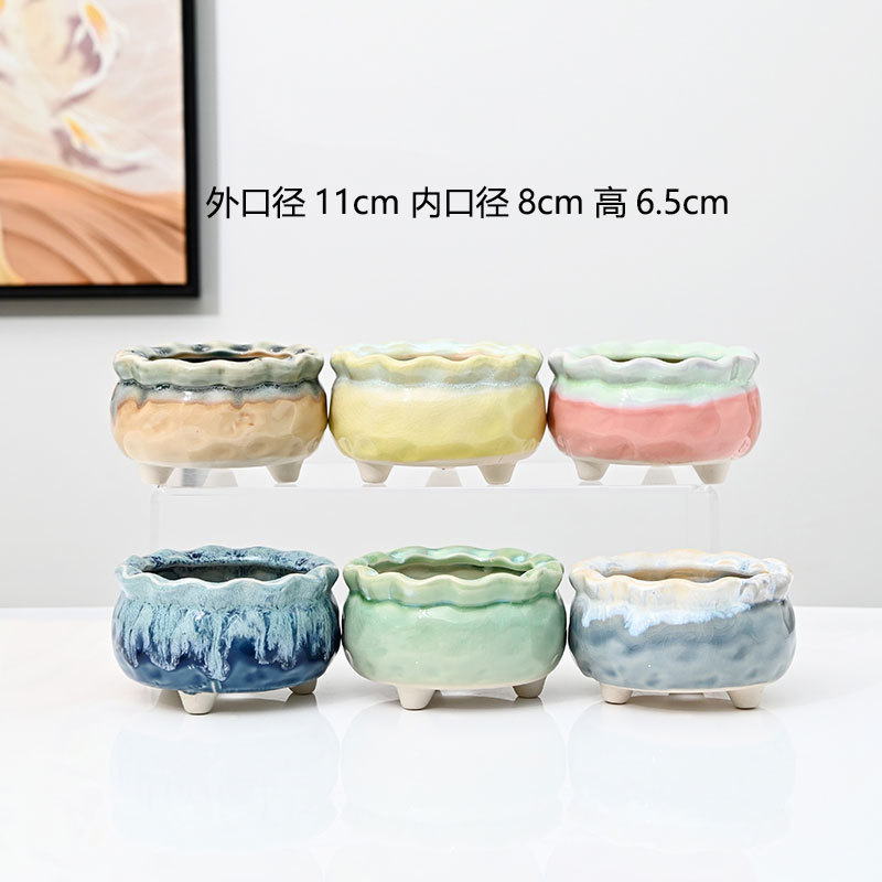 Macetas carnosas agrietadas en hielo, cerámica doméstica, arcilla transpirable, cerámica gruesa, control de raíces, pilas viejas, lavabo especial, liquidación, venta al por mayor