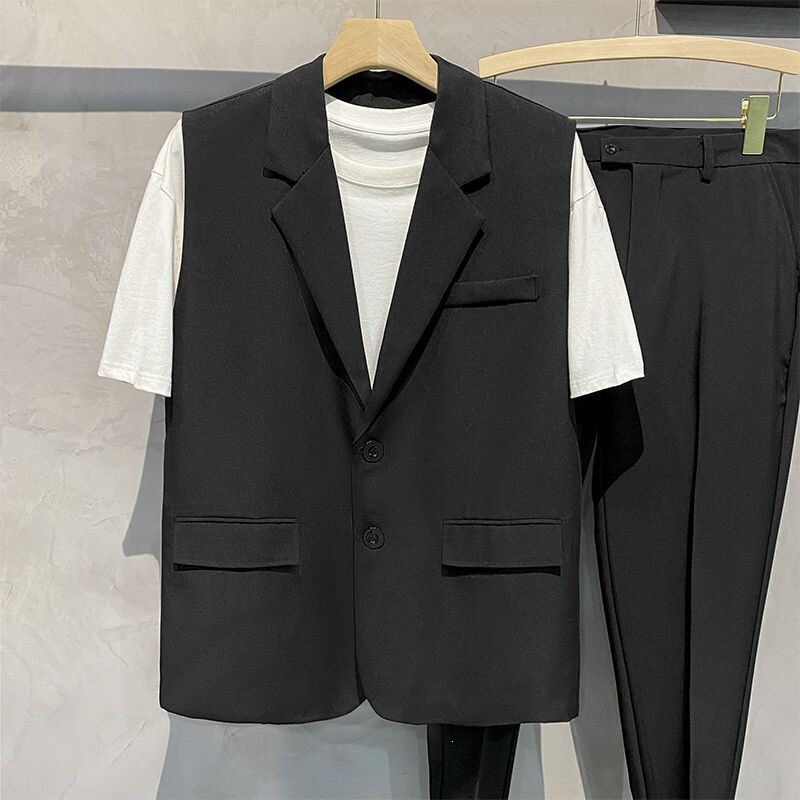 Suit Vest, Trendy and Versatile, Sleeveless Suit Jacket, Casual Suit Set, Men's Spring and Summer Loose Fit, Men's Summer Style