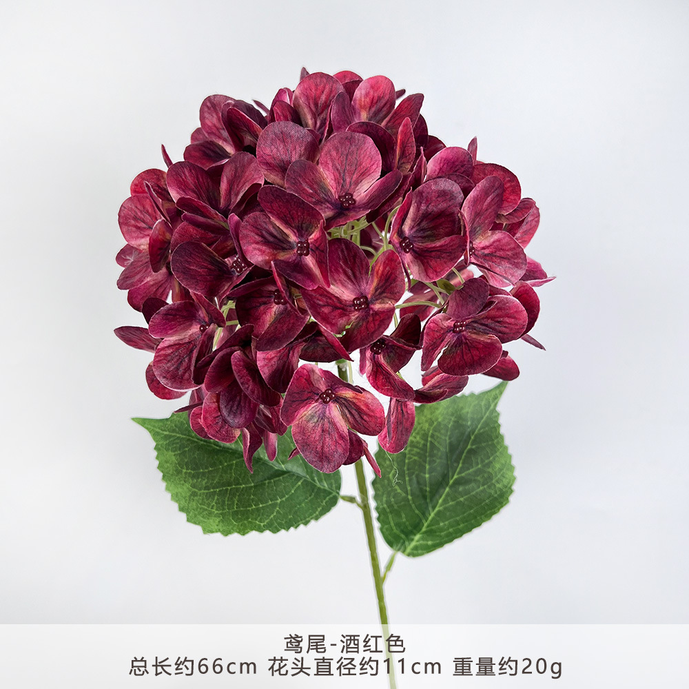 Ty-72 pieces 3d hydrangea-burgundy