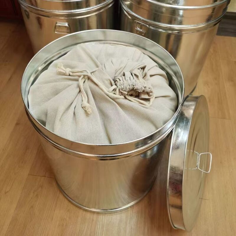 みかんの皮保存密封缶 極厚茶樽 丸型 防虫・防湿 家庭用大容量鉄樽 20斤 15kg|undefined