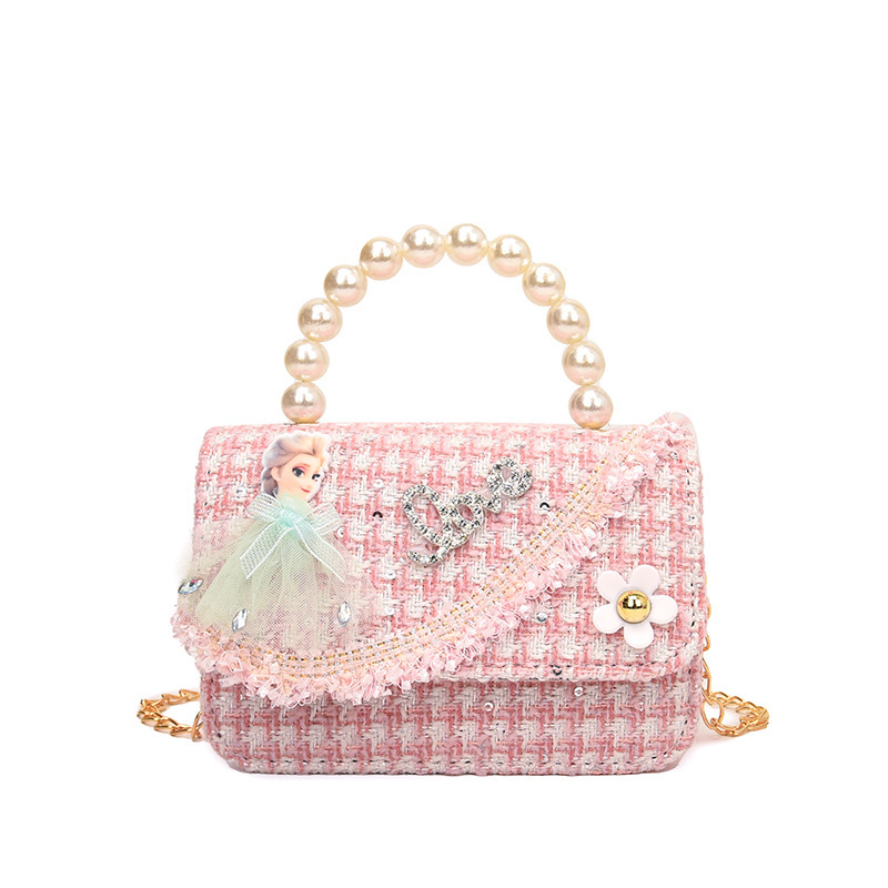 2025 nuevos niños de dibujos animados portátiles inclinados para proteger pequeños vientos de princesa de dibujos animados inclinados bolsos de perlas