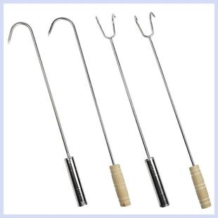 Long-Handled Stainless Steel Pointed Single and Double Hooks for Floor Drain Cleaning, Thickened Sanitation Hooks, Categorized Hand-Held Hooks, and Removal Tools