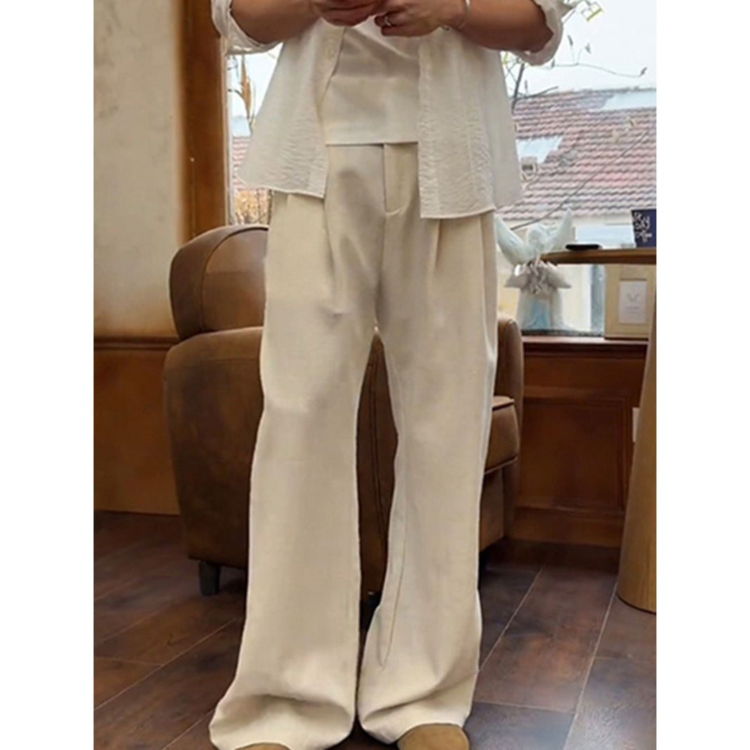 Old Qian Style Linen Wide-Leg Trousers - Clean Fit, Drape, High-End Men's Trousers - Thin Summer Straight Leg Casual Pants