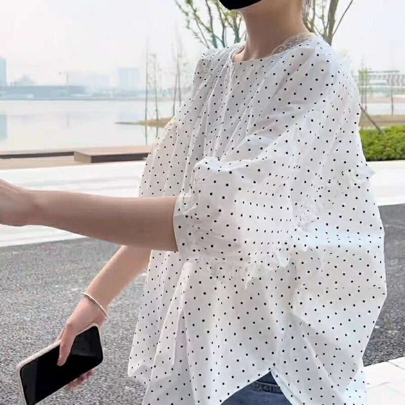 Dongdaemun Puff Sleeve Short-Sleeved Shirt Women's Loose Design Niche Summer New Floral Babydoll Top