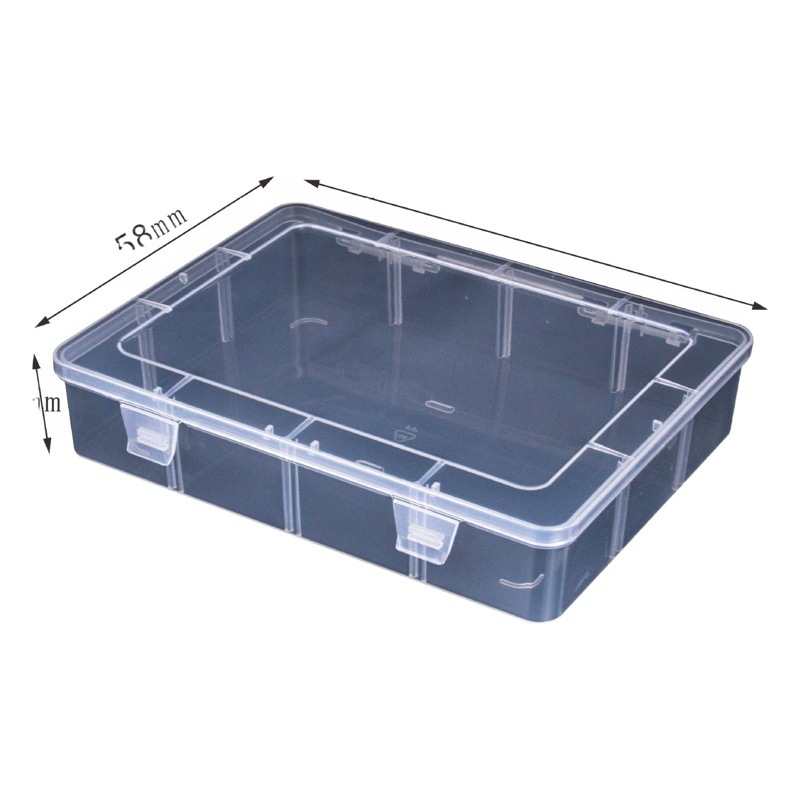 Fábrica en stock transparente PP plástico rectangular Flip caja de embalaje componentes electrónicos herramienta archivo caja de almacenamiento