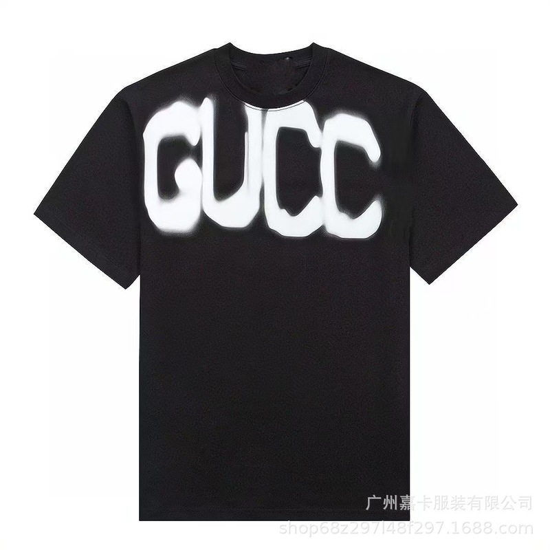 クロスボーダーハイエンドGファミリーTシャツラウンドネックフロントロゴ柄シリーズカジュアル男女同型半袖Tシャツ|undefined