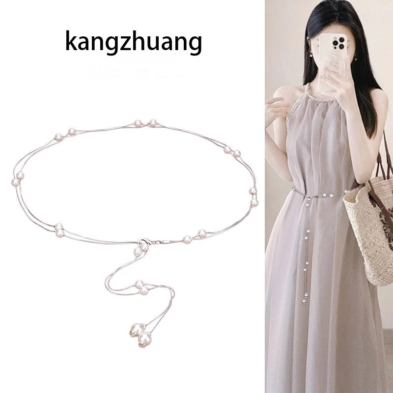 Silver Retro Chain Pearl 2025 New Waist Chain Autumn and Winter Fashion Versatile Skirt Belt Women's Trendyy Waist Accessories